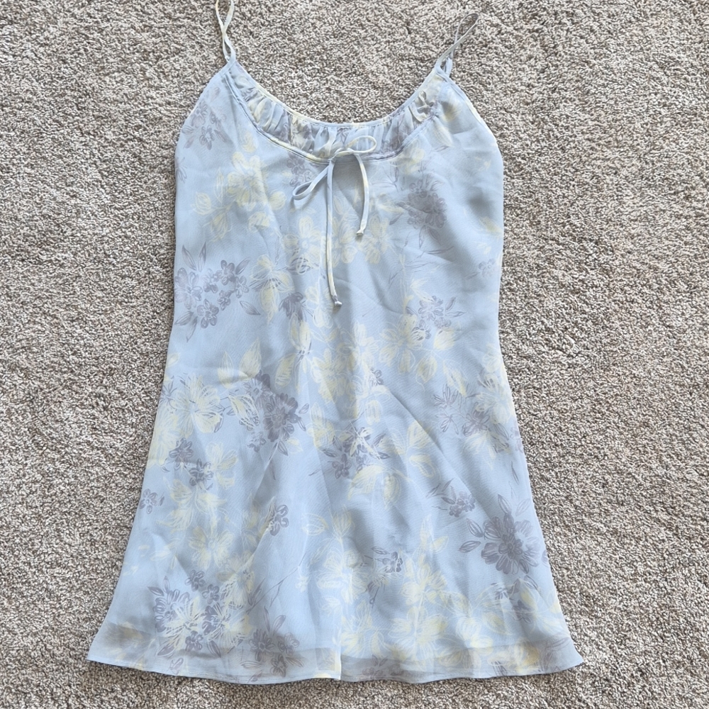 Jones New York Blue Sleeveless Tie Front Nightgown Vintage Nightie
